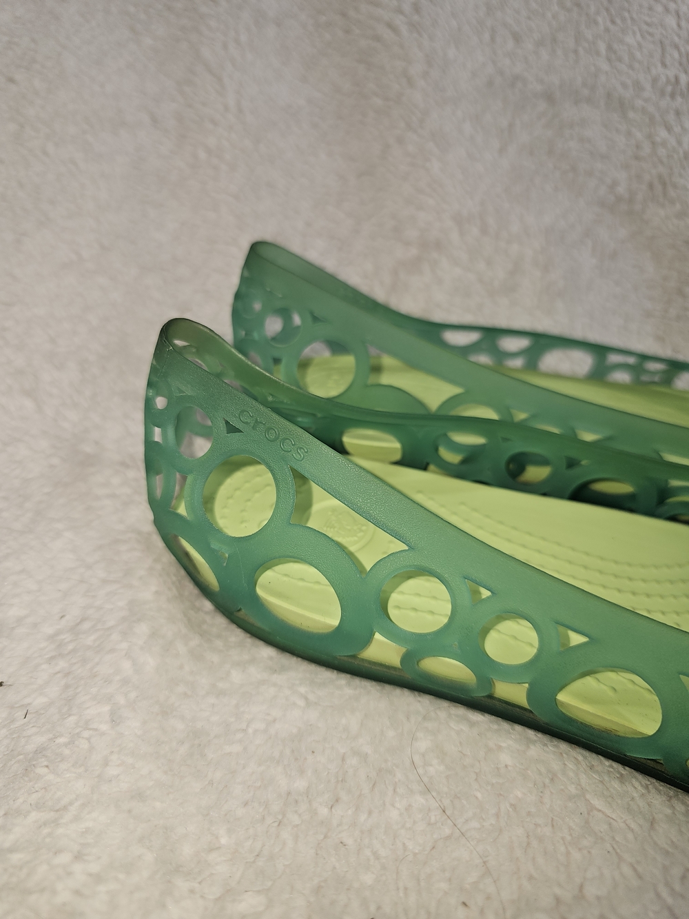 Crocs Adrina Womens 8 Green Jelly Shoe Peep Toe Flats Waterproof. - Picture 7 of 13